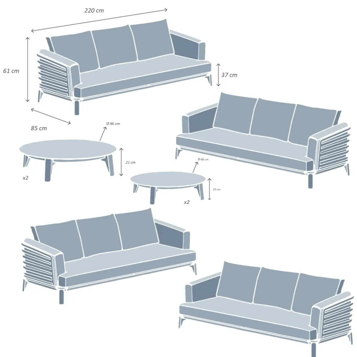 Set da giardino in alluminio 12 posti 8 pezzi Monte Carlo Bianco e terracotta