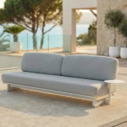 Set da giardino in alluminio 5 posti 5 pezzi Long Beach Bianco cenere e grigio chiaro