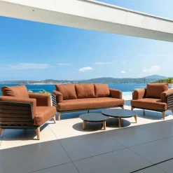 Set da giardino in alluminio 5 posti 5 pezzi Monte Carlo Grigio antracite e terracotta