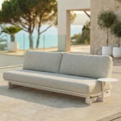 Set da giardino in alluminio 8 posti 6 pezzi Long Beach Bianco cenere e beige