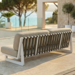 Set da giardino in alluminio 8 posti 6 pezzi Long Beach Bianco cenere e beige