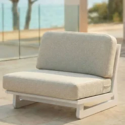 Set da giardino in alluminio 8 posti 6 pezzi Long Beach Bianco cenere e beige