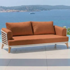 Set da giardino in alluminio 5 posti 4 pezzi Monte Carlo Bianco e terracotta