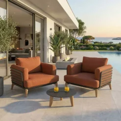 Set da giardino in alluminio 2 posti 3 pezzi Monte Carlo Grigio antracite e terracotta