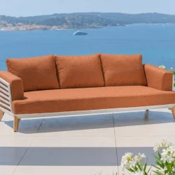 Set da giardino in alluminio 9 posti 12 pezzi Monte Carlo Bianco e terracotta
