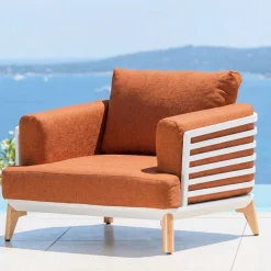 Set da giardino in alluminio 9 posti 12 pezzi Monte Carlo Bianco e terracotta