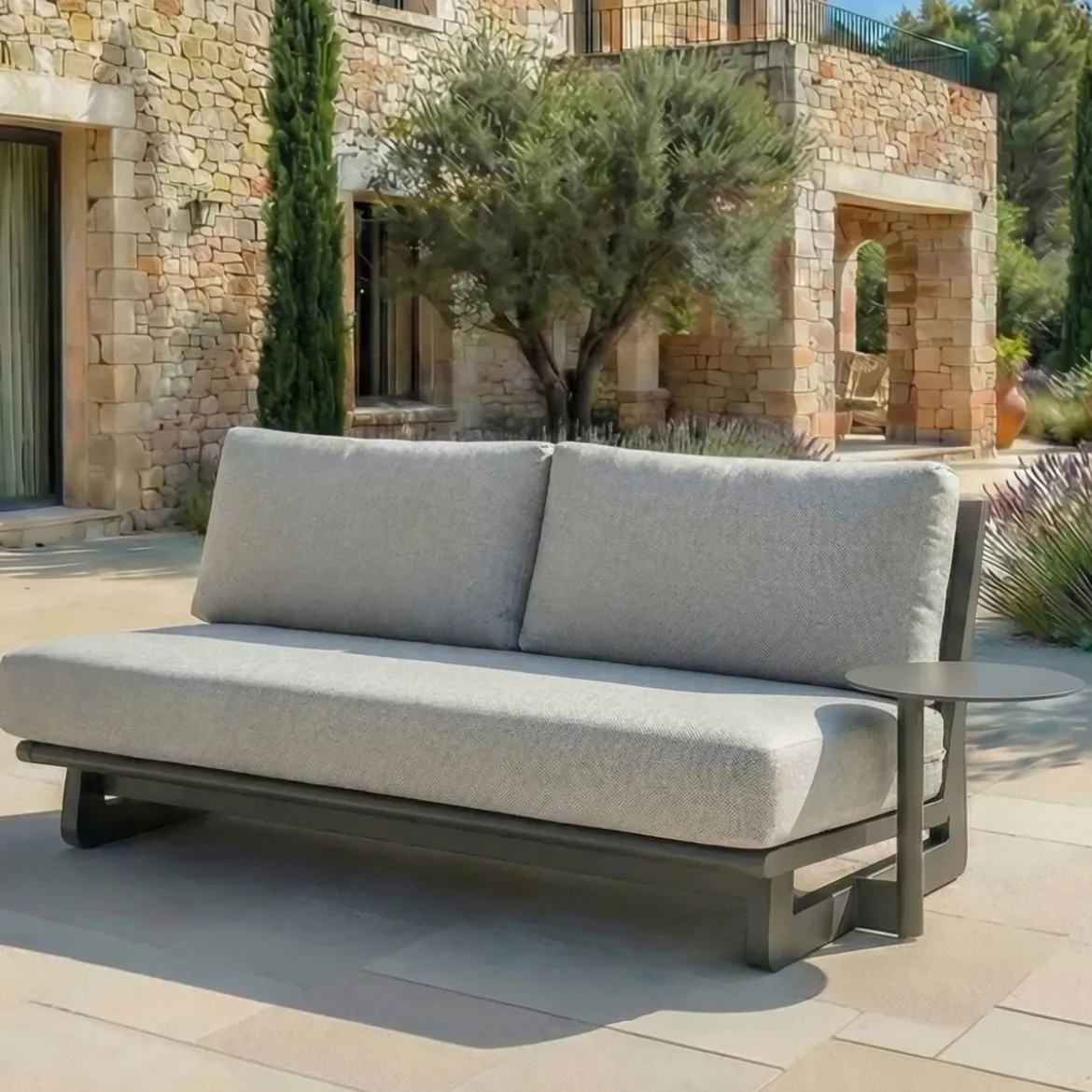 Set da giardino in alluminio 7 posti 6 pezzi Long Beach Grigio antracite e tortora