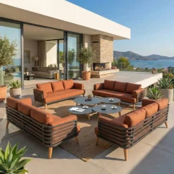 Set da giardino in alluminio 12 posti 8 pezzi Monte Carlo Grigio antracite e terracotta