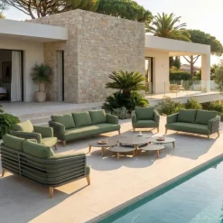 Set da giardino in alluminio 9 posti 12 pezzi Monte Carlo Grigio antracite e verde rosmarino