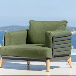 Set da giardino in alluminio 9 posti 12 pezzi Monte Carlo Grigio antracite e verde rosmarino