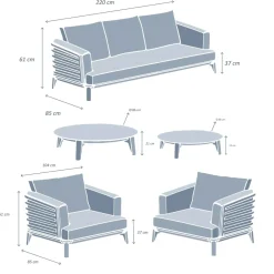 Set da giardino in alluminio 5 posti 4 pezzi Monte Carlo Grigio antracite e terracotta
