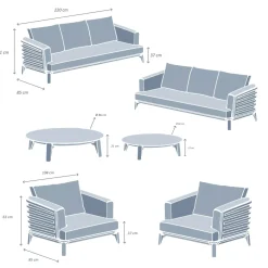 Set da giardino in alluminio 8 posti 6 pezzi Monte Carlo Grigio antracite e terracotta