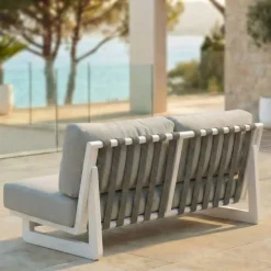 Set da giardino in alluminio 4 posti 4 pezzi Long Beach Bianco cenere e tortora