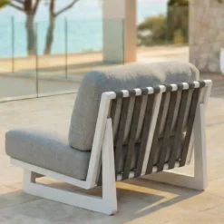 Set da giardino in alluminio 4 posti 4 pezzi Long Beach Bianco cenere e tortora