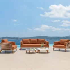 Set da giardino in alluminio 5 posti 5 pezzi Monte Carlo Bianco e terracotta
