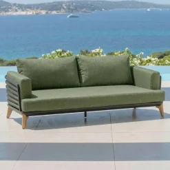 Set da giardino in alluminio 5 posti 4 pezzi Monte Carlo Grigio antracite e verde rosmarino