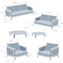 Set da giardino in alluminio 7 posti 6 pezzi Monte Carlo Grigio antracite e terracotta