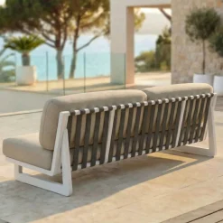 Set da giardino in alluminio 5 posti 5 pezzi Long Beach Bianco cenere e beige