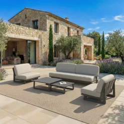 Set da giardino in alluminio 5 posti 5 pezzi Long Beach Grigio antracite e tortora