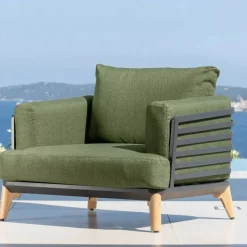 Set da giardino in alluminio 2 posti 3 pezzi Monte Carlo Grigio antracite e verde rosmarino