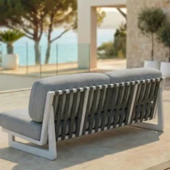 Set da giardino in alluminio 7 posti 6 pezzi Long Beach Bianco cenere e grigio chiaro