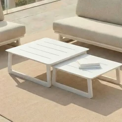 Set da giardino in alluminio 7 posti 6 pezzi Long Beach Bianco cenere e beige