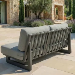 Set da giardino in alluminio 4 posti 4 pezzi Long Beach Grigio antracite e tortora