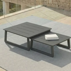 Set da giardino in alluminio 7 posti 6 pezzi Long Beach Grigio antracite e grigio chiaro