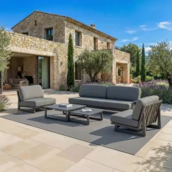 Set da giardino in alluminio 5 posti 5 pezzi Long Beach Grigio antracite
