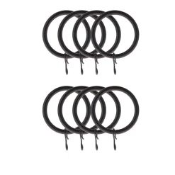Set di 8 anelli per bastone per tenda (D28 mm) Lino Nero opaco