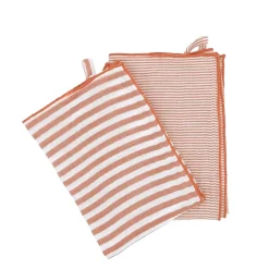 Set di 2 asciugamani in garza di cotone (50 x 70 cm) Gaïa a righe Albicocca