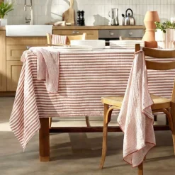 Set di 2 asciugamani in garza di cotone (50 x 70 cm) Gaïa a righe Albicocca