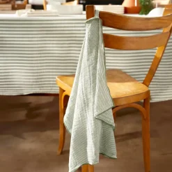 Set di 2 asciugamani in garza di cotone (50 x 70 cm) Gaïa a righe Verde eucalipto