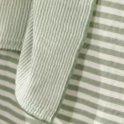 Set di 2 asciugamani in garza di cotone (50 x 70 cm) Gaïa a righe Verde eucalipto