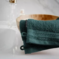 Set di 2 guanti da bagno cotone bio (15 x 21 cm) Méline Verde smeraldo
