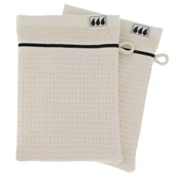 Set di 2 guanti da bagno cotone nido d'ape (15 x 21 cm) Japandi Beige