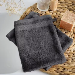 Set di 2 guanti da bagno cotone bio (15 x 21 cm) Méline Grigio tempesta