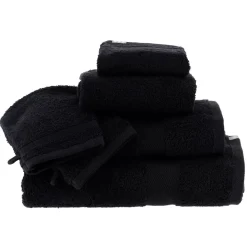 Set di 2 guanti da bagno in cotone (15 x 21 cm) Timeless Nero