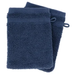 Set di 2 guanti da bagno in cotone (15 x 21 cm) Timeless Blu marino