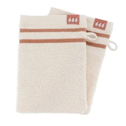Set di 2 guanti da toilette in cotone (15 x 21 cm) Jeanne Tortora e Avorio