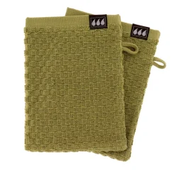 Set di 2 guanti da toilette in cotone (15 x 21 cm) Boho-chic Verde oliva