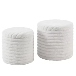 Set di 2 pouf (H 32 e 42 cm) Velmo Beige