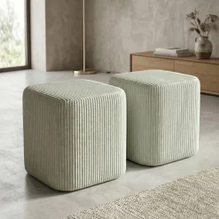 Set di 2 pouf in velluto (H 38 cm) Shan Verde eucalipto