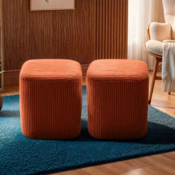 Set di 2 pouf in velluto (H38 cm) Shan Terracotta