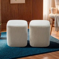 Set di 2 pouf velluto (Alt 38 cm) Shan Beige