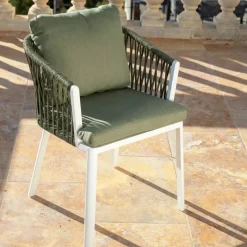 Set di 2 sedie da giardino in alluminio Amalfi Bianco e verde rosmarino