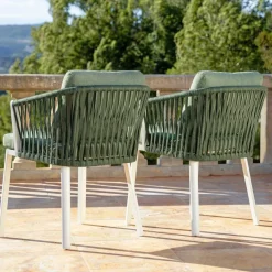 Set di 2 sedie da giardino in alluminio Amalfi Bianco e verde rosmarino