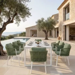 Set di 2 sedie da giardino in alluminio Amalfi Bianco e verde rosmarino