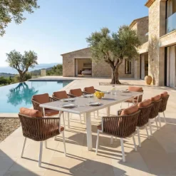 Set di 2 sedie da giardino in alluminio Amalfi Bianco e terracotta