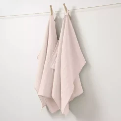 Set di 2 strofinacci garza di cotone (70 cm) Gaïa Rosa cipria